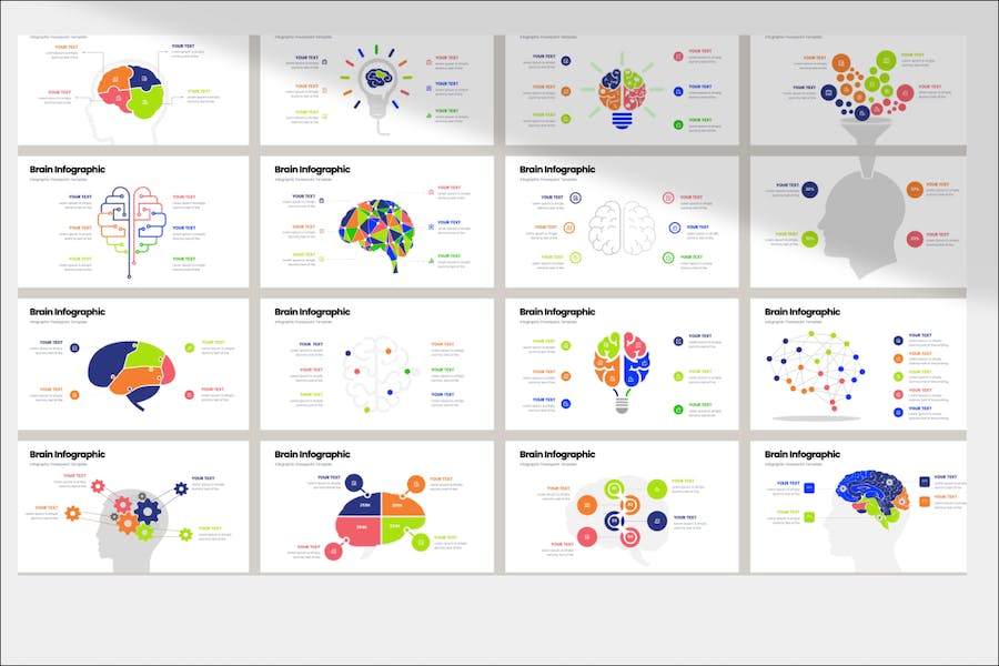 创意彩色脑图大脑信息图形PPT模板 - 顶尖PPT