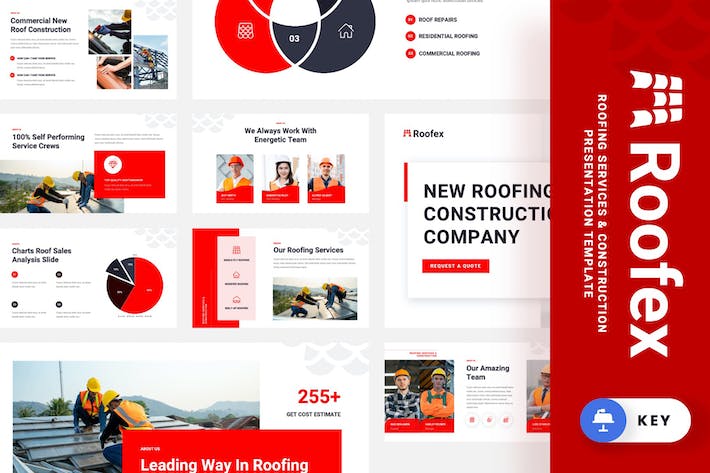 屋顶维修新屋顶安装案例展示公司简介keynote模板 - 顶尖PPT