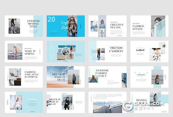 85页个人写真照片展示时尚流行PPT模板 - 顶尖PPT