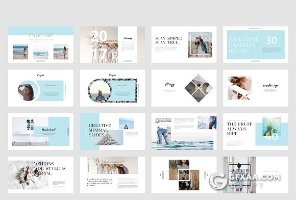 85页个人写真照片展示时尚流行PPT模板 - 顶尖PPT