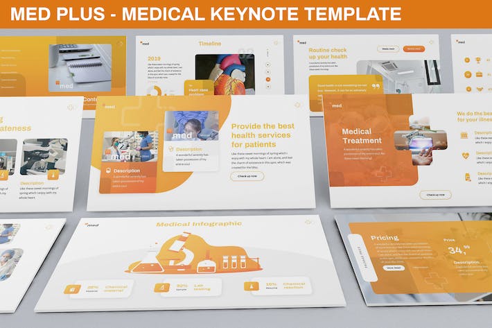 橙色医疗健康护理服务Keynote模板 - 顶尖PPT