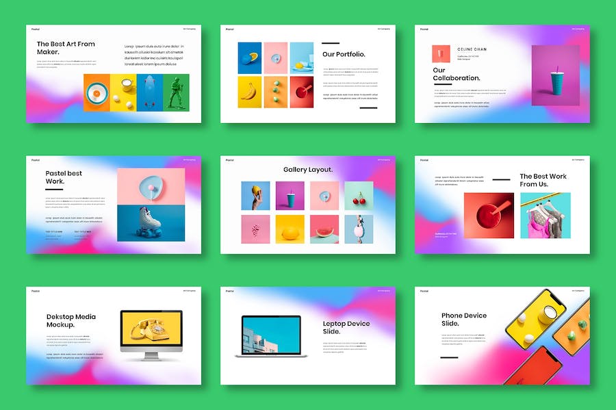 粉彩风格商务类展示Keynote模板 - 顶尖PPT