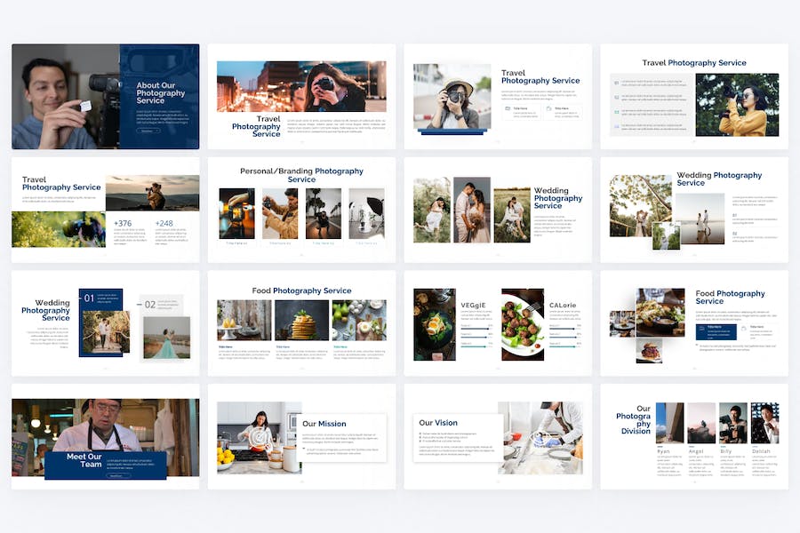 蓝色极简主义摄影图片展示通用PPT模板 - 顶尖PPT