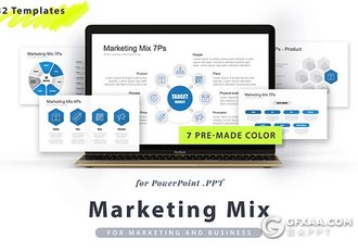 33页7种配色营销组合图形图表PPT模板 - 顶尖PPT