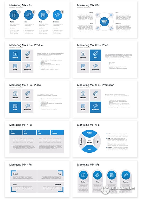 33页7种配色营销组合图形图表PPT模板 - 顶尖PPT