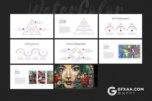 80页唯美手绘水彩风格keynote模板 - 顶尖PPT