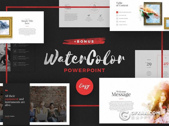 80页唯美手绘水彩风格keynote模板 - 顶尖PPT