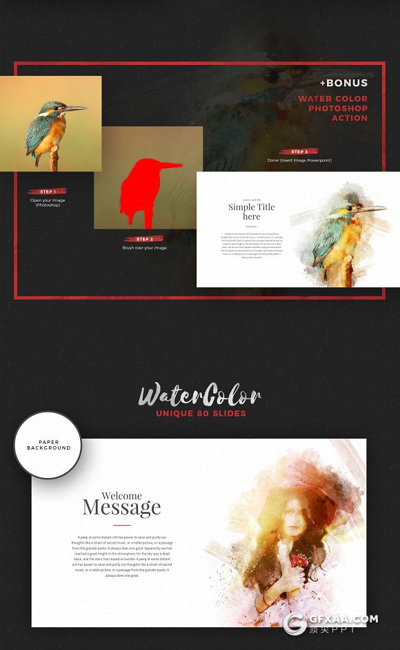 80页唯美手绘水彩风格keynote模板 - 顶尖PPT