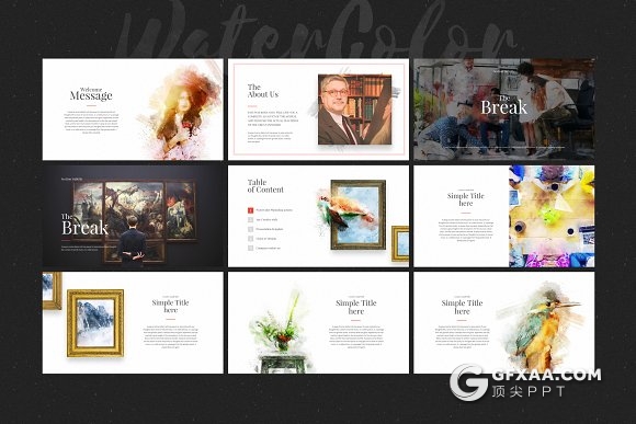 80页唯美手绘水彩风格keynote模板 - 顶尖PPT