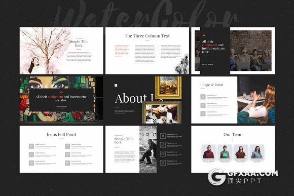 80页唯美手绘水彩风格keynote模板 - 顶尖PPT