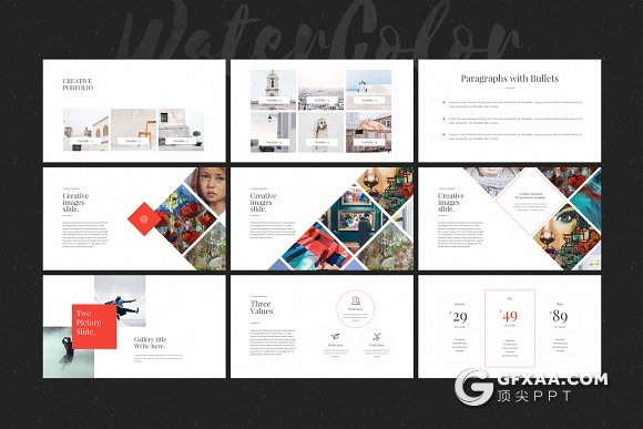 80页唯美手绘水彩风格keynote模板 - 顶尖PPT
