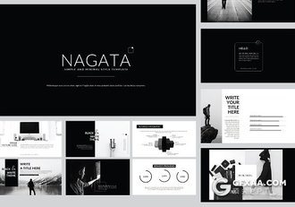 60页创意图形黑色杂志风格PPT模板 - 顶尖PPT