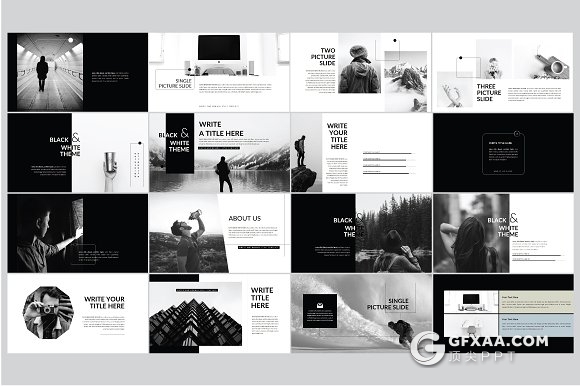 60页创意图形黑色杂志风格PPT模板 - 顶尖PPT