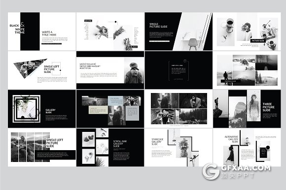60页创意图形黑色杂志风格PPT模板 - 顶尖PPT