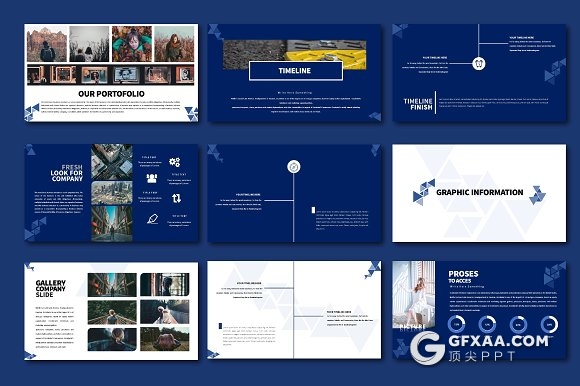 55页创意三角形组合商务PPT模板 - 顶尖PPT