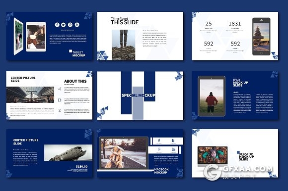 55页创意三角形组合商务PPT模板 - 顶尖PPT