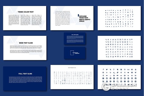 55页创意三角形组合商务PPT模板 - 顶尖PPT