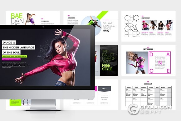 50页流行舞蹈分析统计keynote模板 - 顶尖PPT