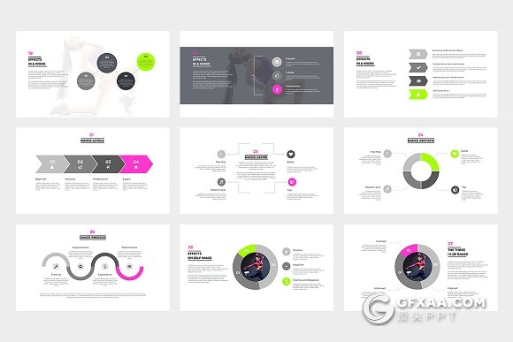 50页流行舞蹈分析统计keynote模板 - 顶尖PPT