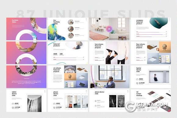 87页创意图形设计精美国外多用途PPT模板 - 顶尖PPT