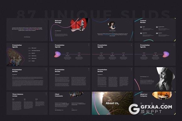 87页创意图形设计精美国外多用途PPT模板 - 顶尖PPT