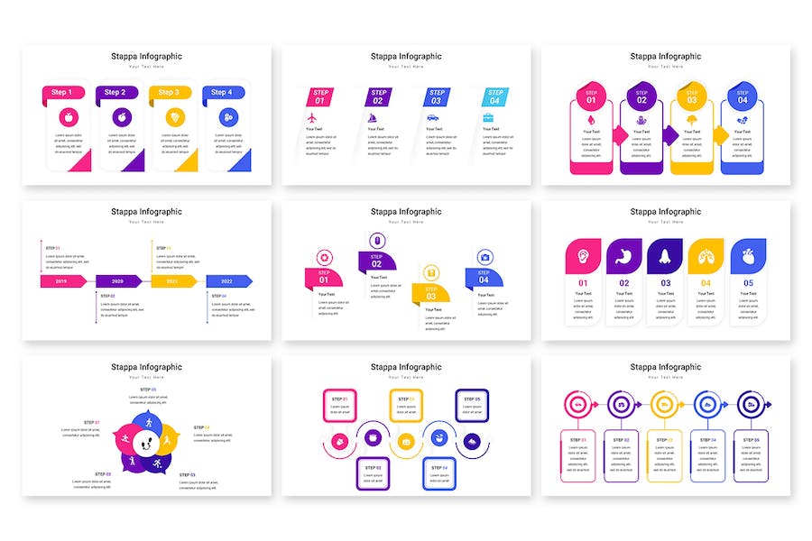 彩色数据统计分析信息图形Keynote模板 - 顶尖PPT