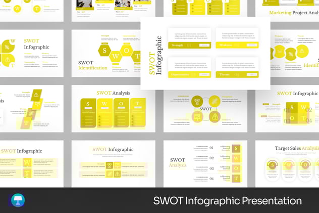 SWOT信息图形keynote模板 - 顶尖PPT
