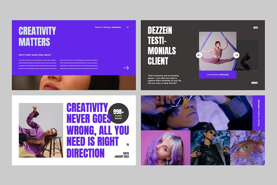 紫色多彩投资组合作品集PPT模板 重试 - 顶尖PPT