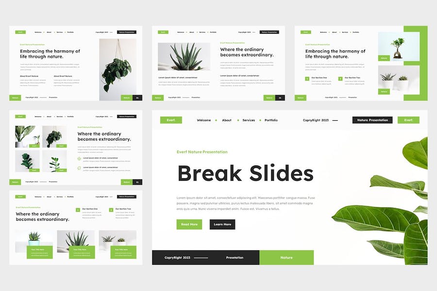 极简自然生态设计PPT模板 - 顶尖PPT