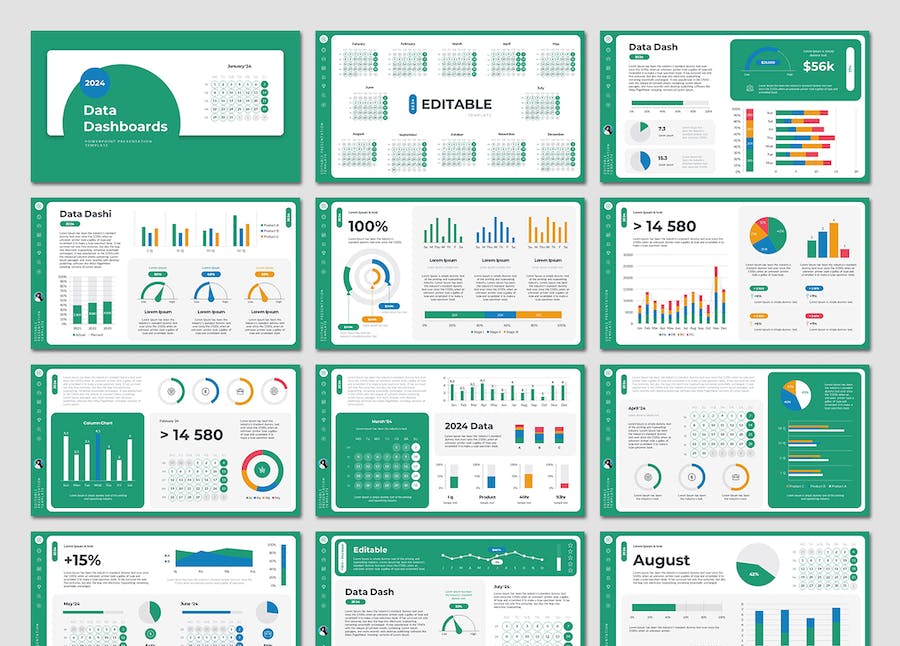 2024年日历数据分析仪表板国外PPT模板 - 顶尖PPT