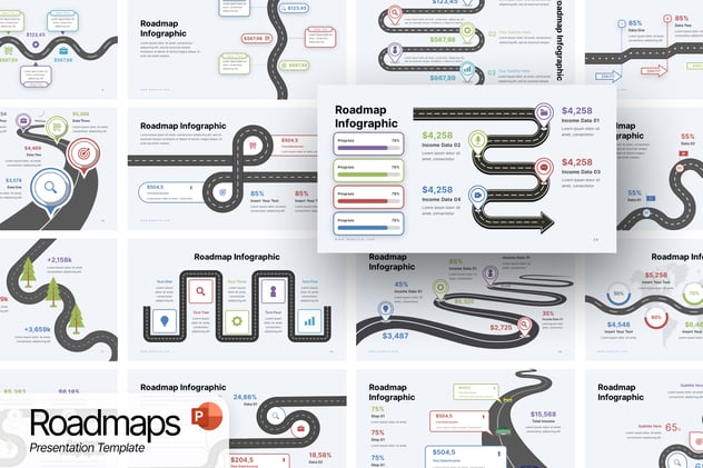 创意路线图形PPT模板 - 顶尖PPT