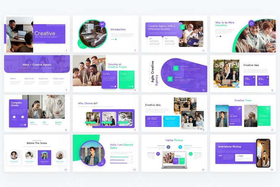 创意机构团队介绍项目合作keynote模板 - 顶尖PPT