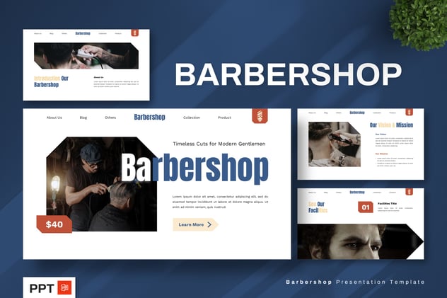 理发店理发师PPT模板 - 顶尖PPT