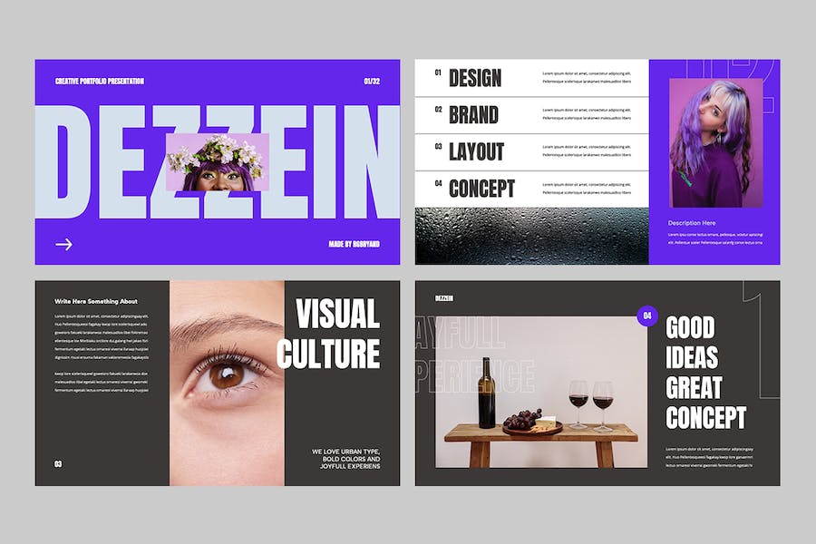 紫色多彩投资组合作品集PPT模板 重试 - 顶尖PPT