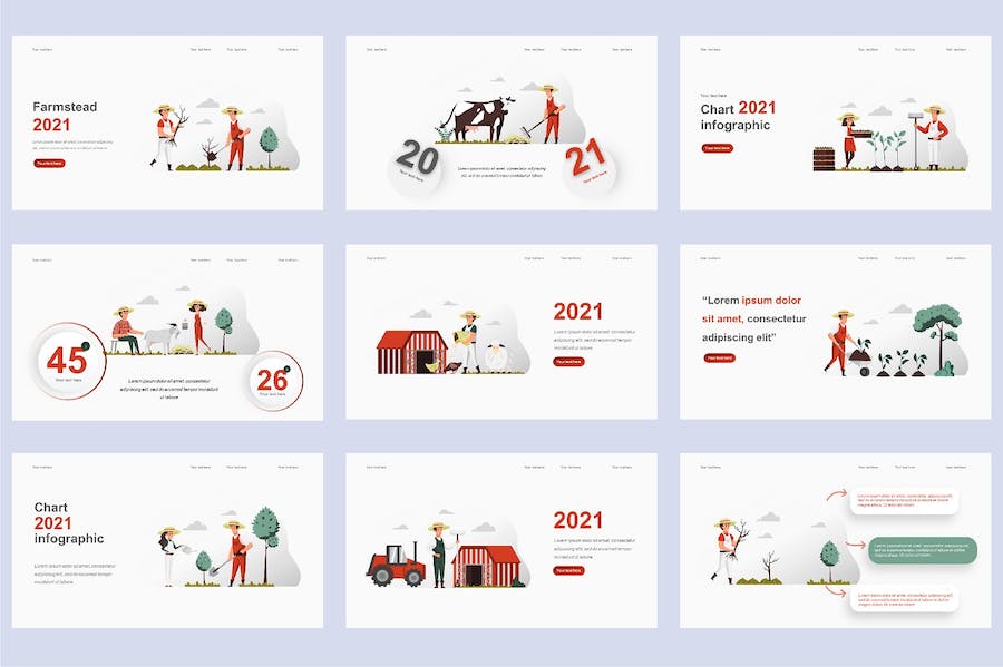 国外农业科技种植插画高级PPT模板 - 顶尖PPT