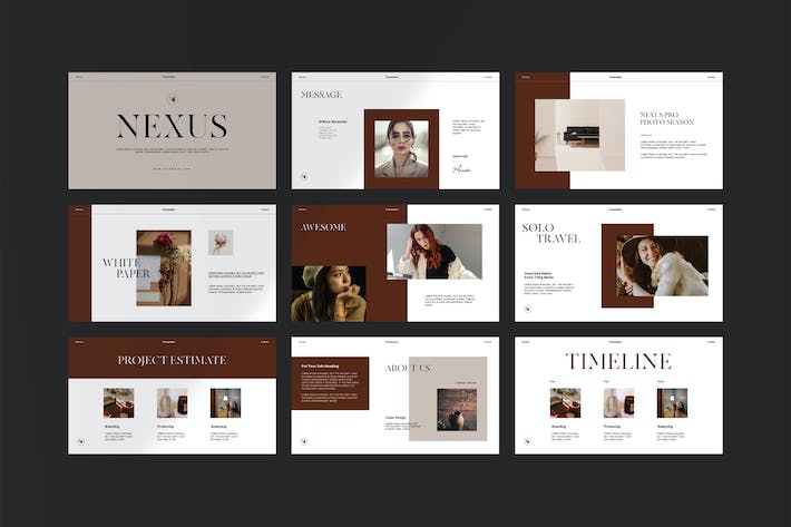 高端配色服装展示模特写真PPT模板 - 顶尖PPT