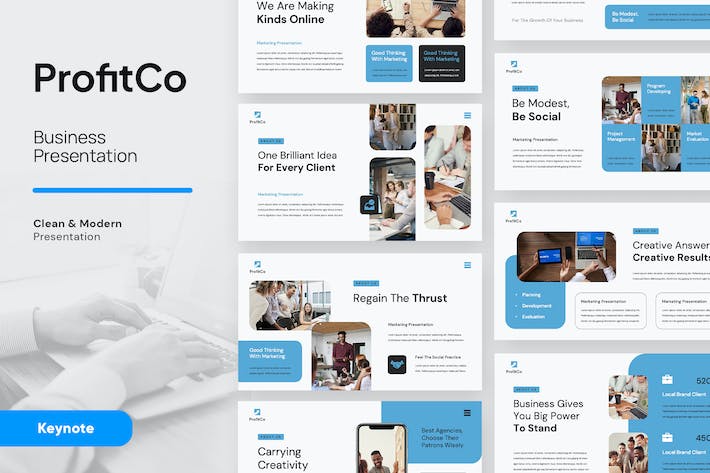 蓝色企业数字营销推广方案策划Keynote模板 - 顶尖PPT