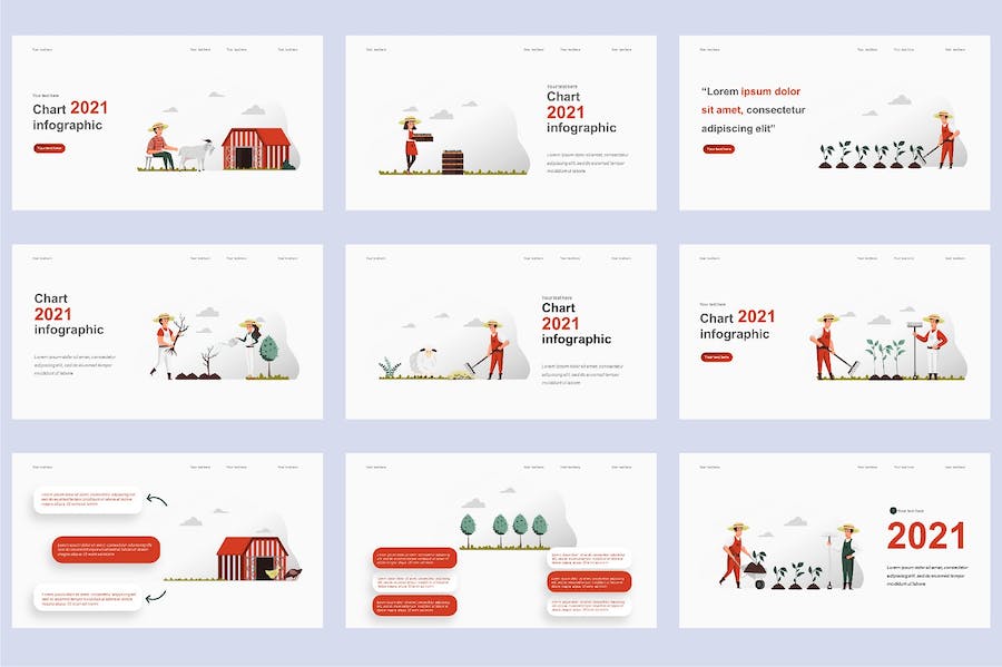 国外农业科技种植插画高级PPT模板 - 顶尖PPT