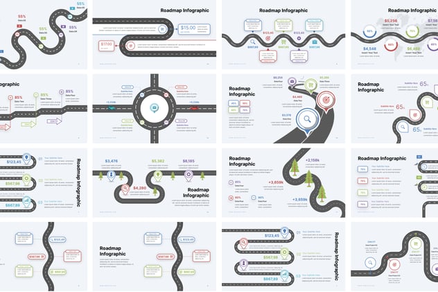创意路线图形PPT模板 - 顶尖PPT