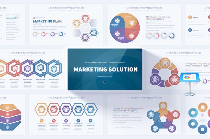 营销解决方案主题信息图形keynote模板 - 顶尖PPT