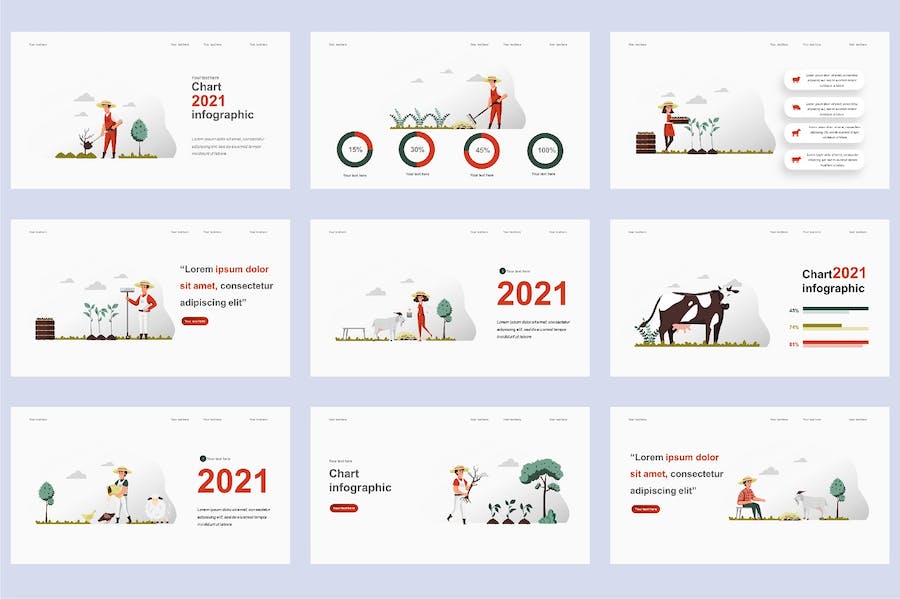 国外农业科技种植插画高级PPT模板 - 顶尖PPT