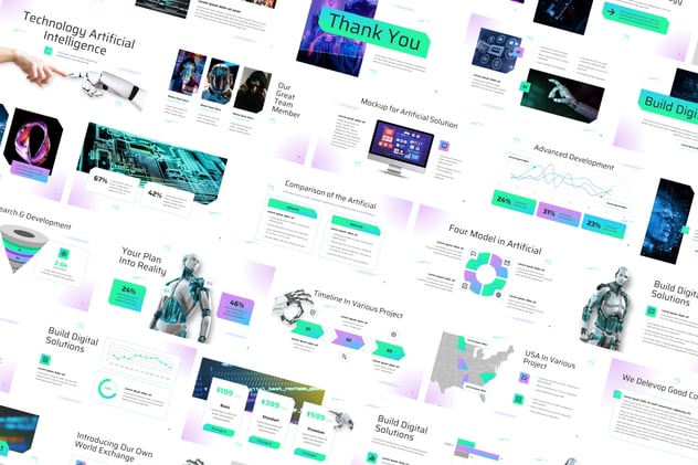 AI技术人工智能机器人PPT模板 - 顶尖PPT