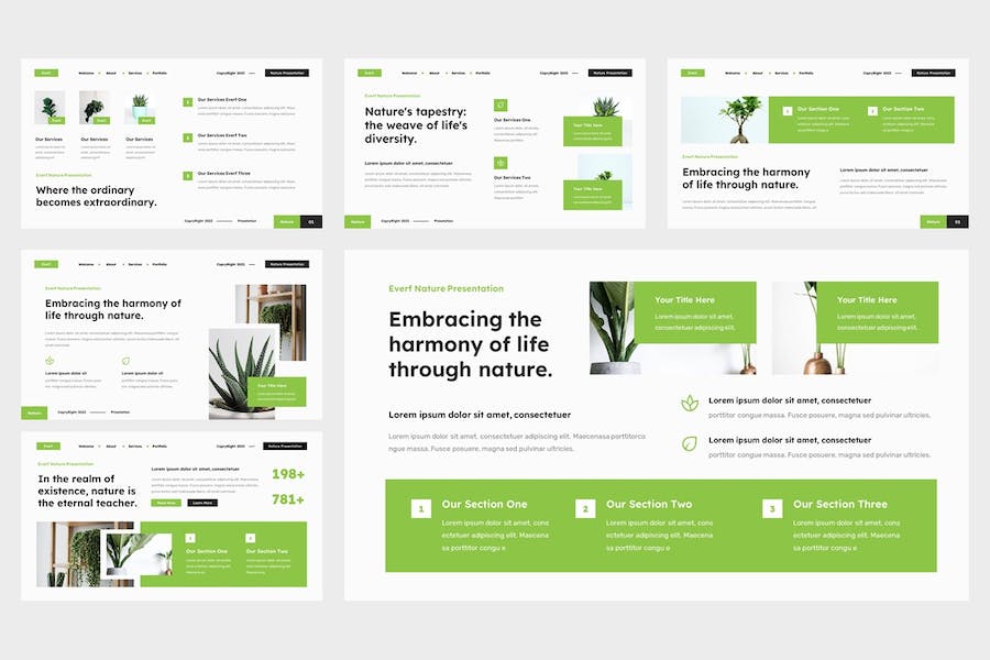 极简自然生态设计PPT模板 - 顶尖PPT