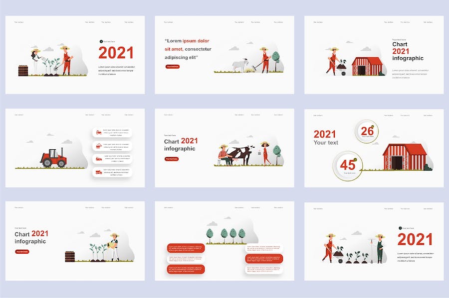 国外农业科技种植插画高级PPT模板 - 顶尖PPT