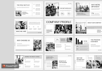 方框黑白线条公司简介PPT模板 - 顶尖PPT