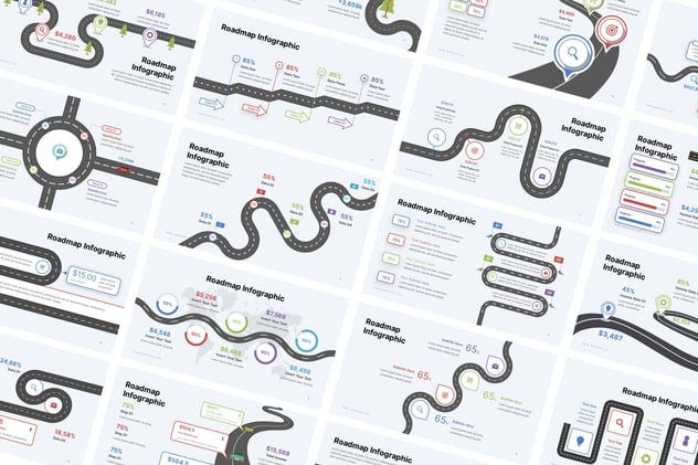 创意路线图形PPT模板 - 顶尖PPT