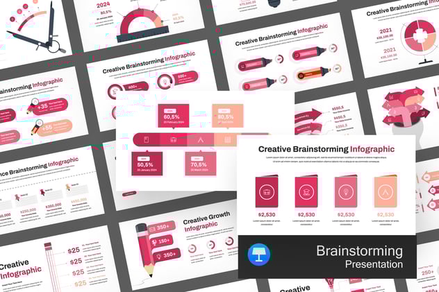创意铅笔信息图形keynote模板 - 顶尖PPT