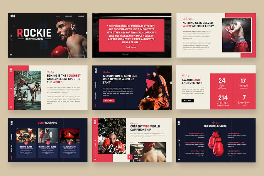 拳击武术运动项目展示PPT模板 - 顶尖PPT