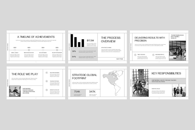 方框黑白线条公司简介PPT模板 - 顶尖PPT