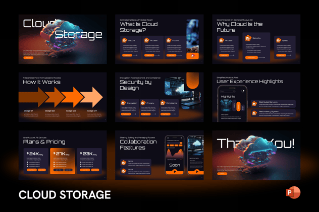 AI科技云存储PPT模板 - 顶尖PPT